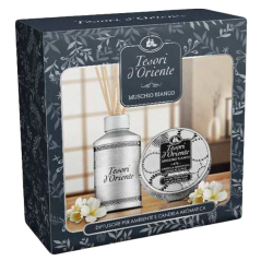 Tesori D'Oriente Muschio Bianco aroma difúzer + vonná sviečka sada Tesori D'Oriente Muschio Bianco aroma difúzer + vonná sviečka sada
