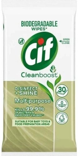 Cif Disinfect+Shine univerzális tisztító törlőkendők 30 db