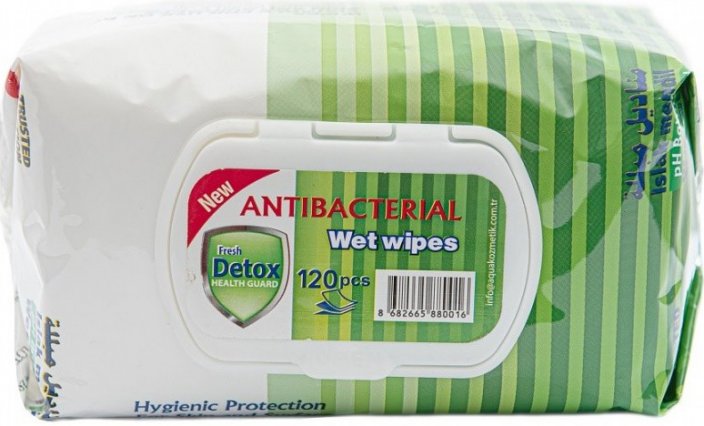 Fresh Detox Health Guard antibakteriális hatású nedves törlőkendő Pine 120db