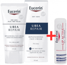 Eucerin UreaRepair éjszakai krém száraz és nagyon száraz bőrre 50ml + Ajándék! Eucerin Lip Active ajakbalzsam