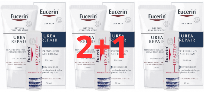 Eucerin UreaRepair éjszakai krém száraz és nagyon száraz bőrre 50ml + Ajándék! Eucerin Lip Active ajakbalzsam 2+1
