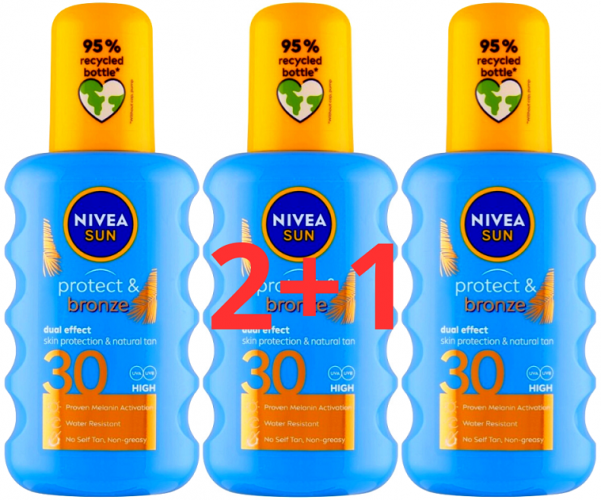 Nivea Sun Protect & Bronze Dual Effect SPF 30 napozó olaj 200ml 2+1
