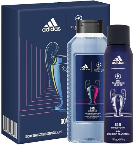 Adidas Goal Champions League Gift Set Sprchový gé 250ml + Deospray 150ml