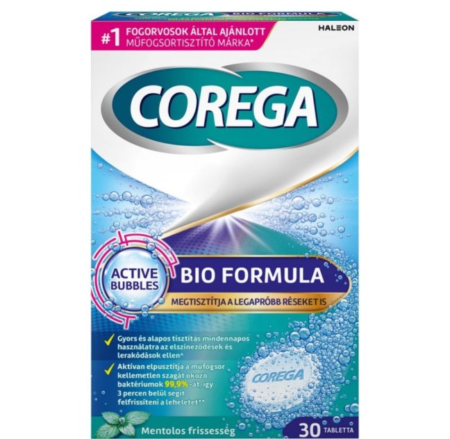 Corega Bio Formula tisztító tabletta műfogsorhoz 30db Corega Bio Formula tisztító tabletta műfogsorhoz 30db