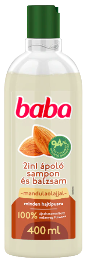 Baba 2in1 Mandulaolaj sampon minden hajtípusra 400ml Baba 2in1 Mandulaolaj sampon minden hajtípusra 400ml