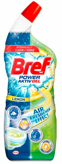 Bref Power Aktiv Gel Lemon WC tisztító és fertőtlenítő folyadék 700ml Bref Power Aktiv Gel Lemon WC tisztító és fertőtlenítő folyadék 700ml